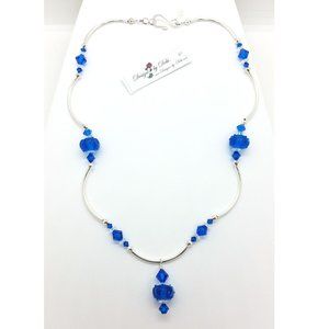 Blue Glass & Crystal Necklace